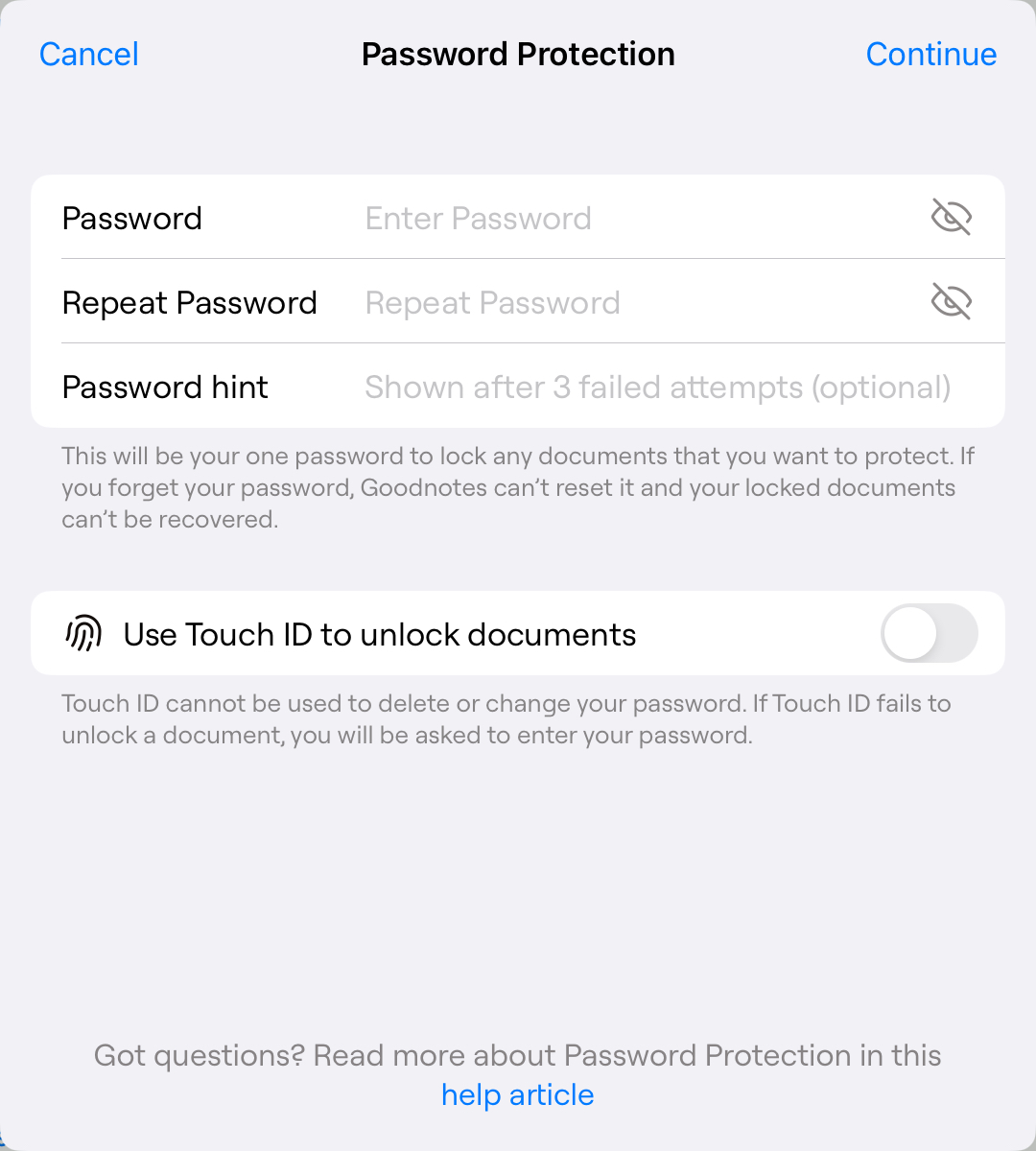 锁定笔记本和白板，使用密码保护– Goodnotes Support