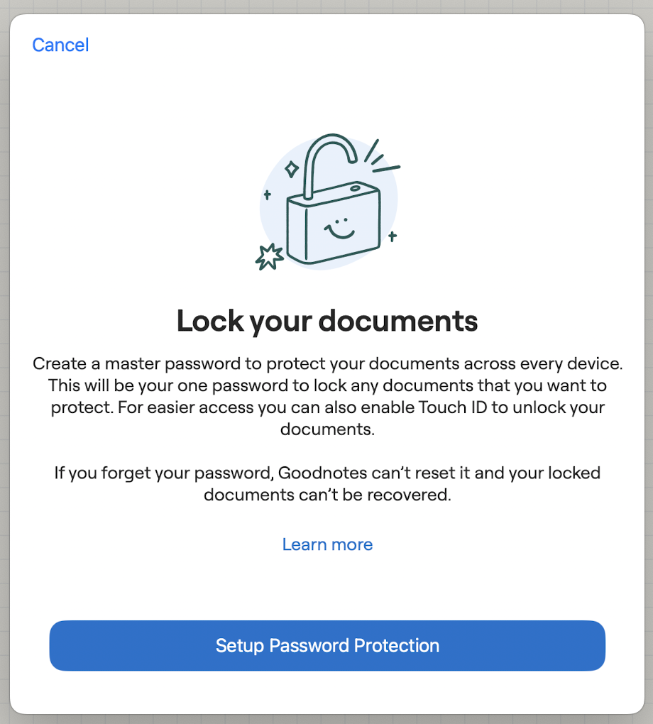 锁定笔记本和白板，使用密码保护– Goodnotes Support