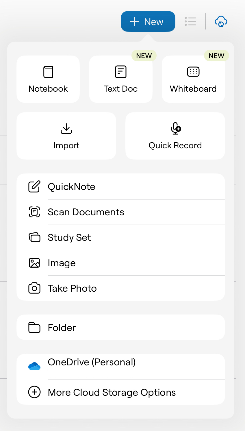 GoodNotes import menu screenshot