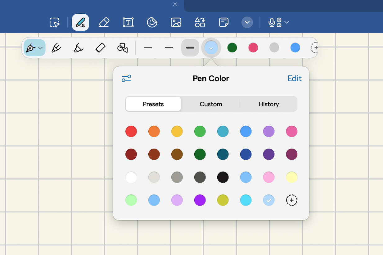 Customised color palette