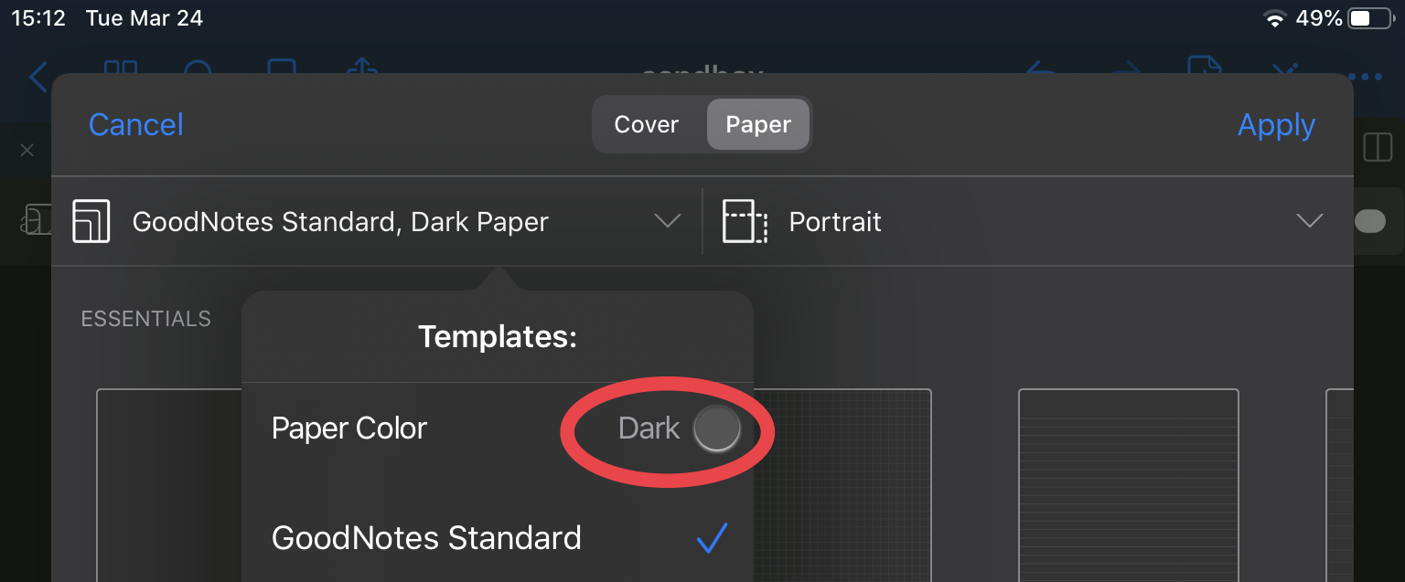 Changing the background color of a template – GoodNotes Support