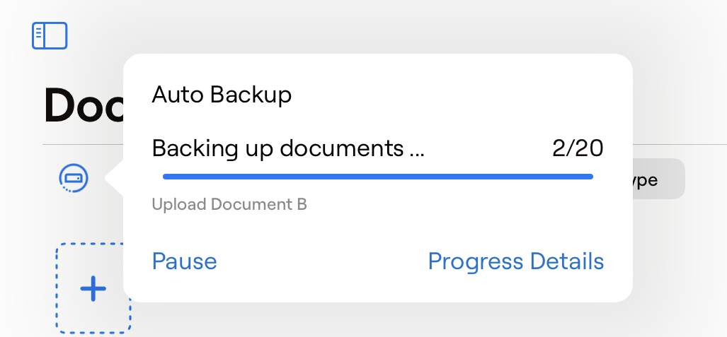 Use Auto Backup to automatically create a copy of your documents