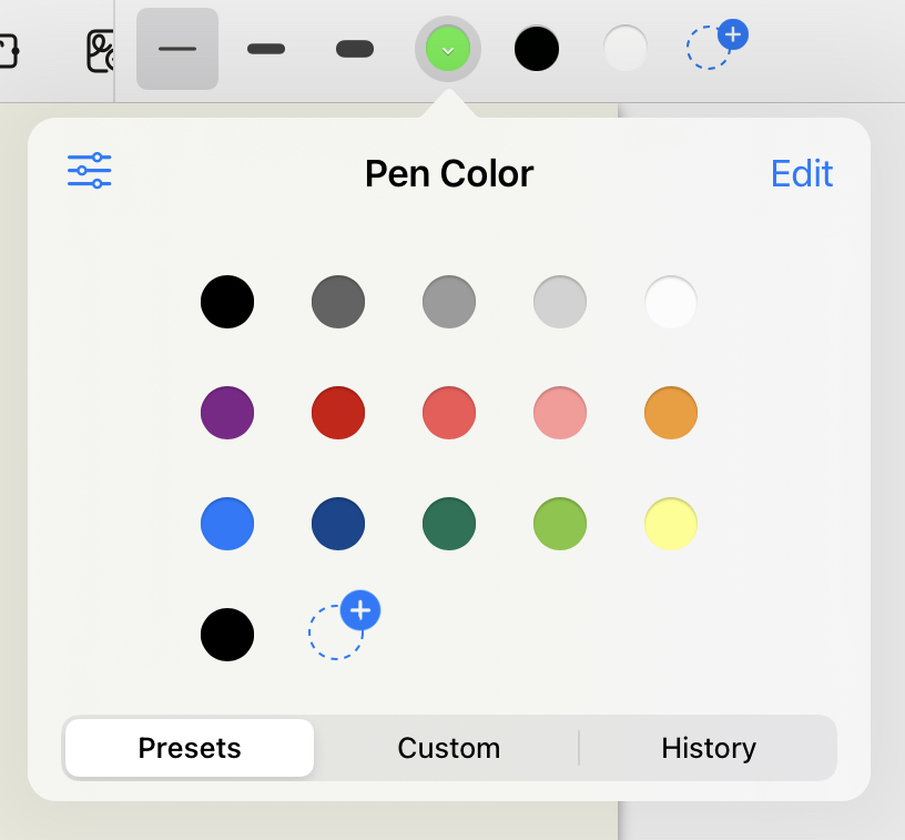 Adding colors to the pen and highlighter presets – Goodnotes Support