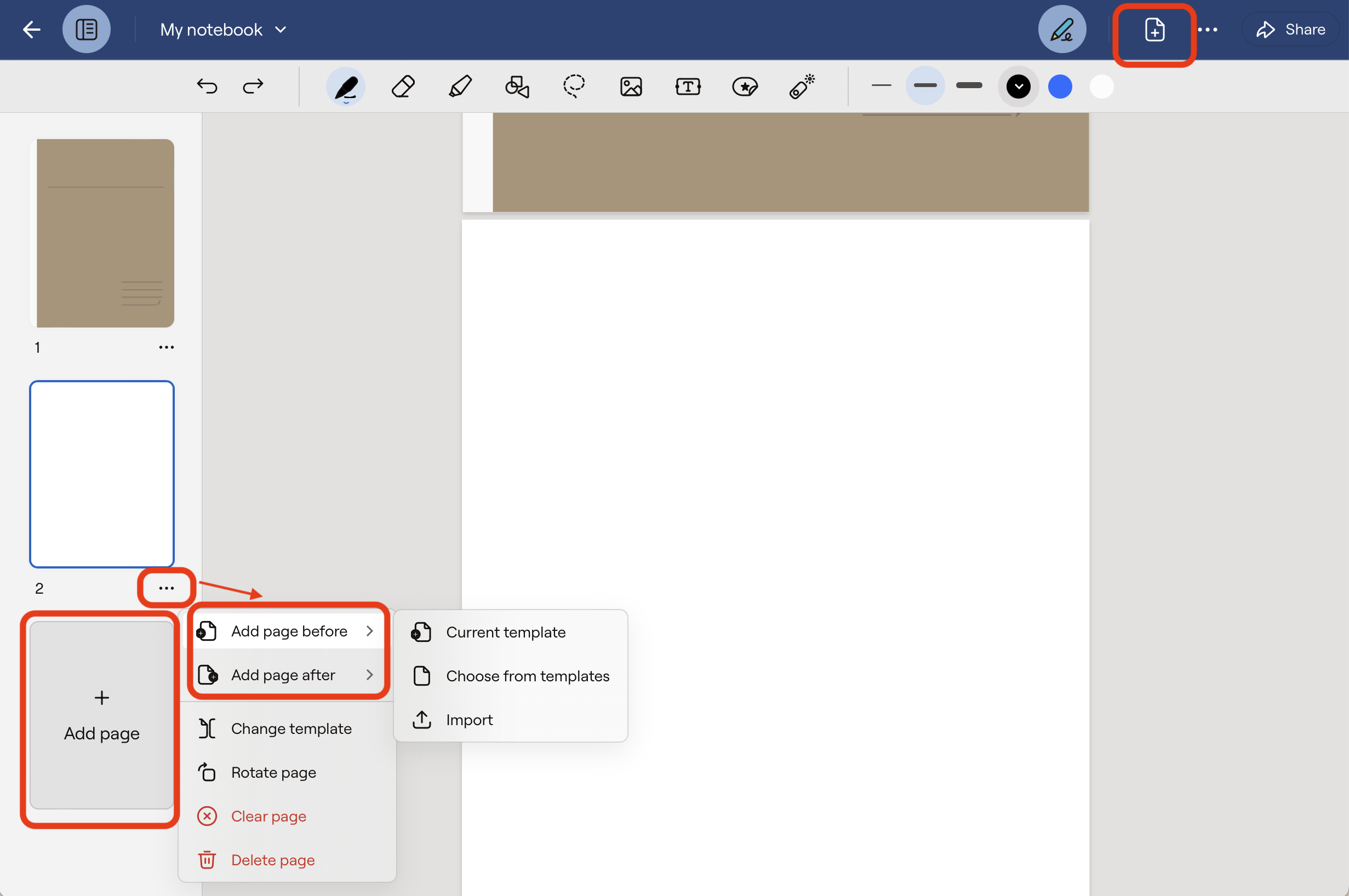 Manage pages Goodnotes Support