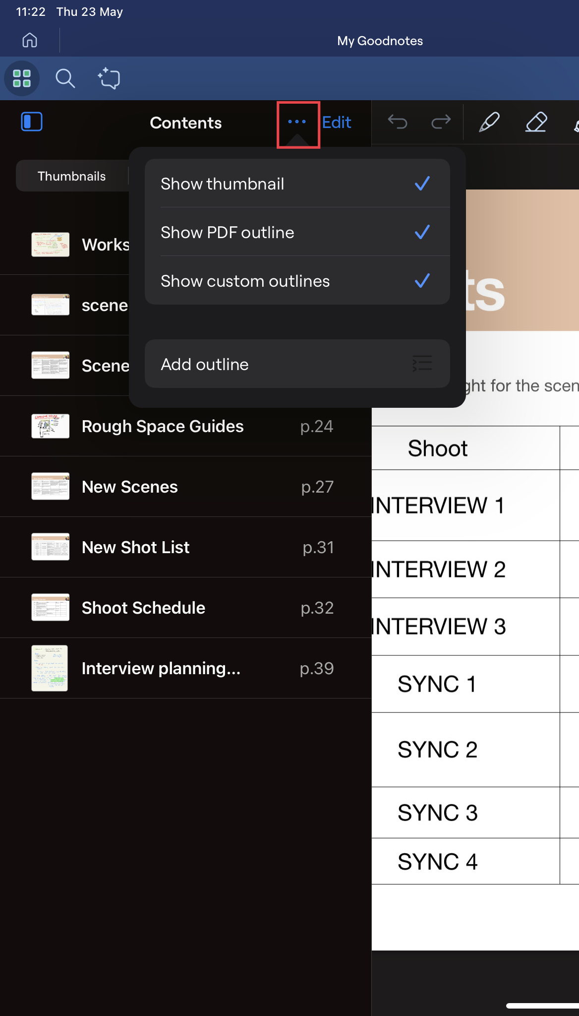 Using the Sidebar to navigate your Notebook – Goodnotes Support